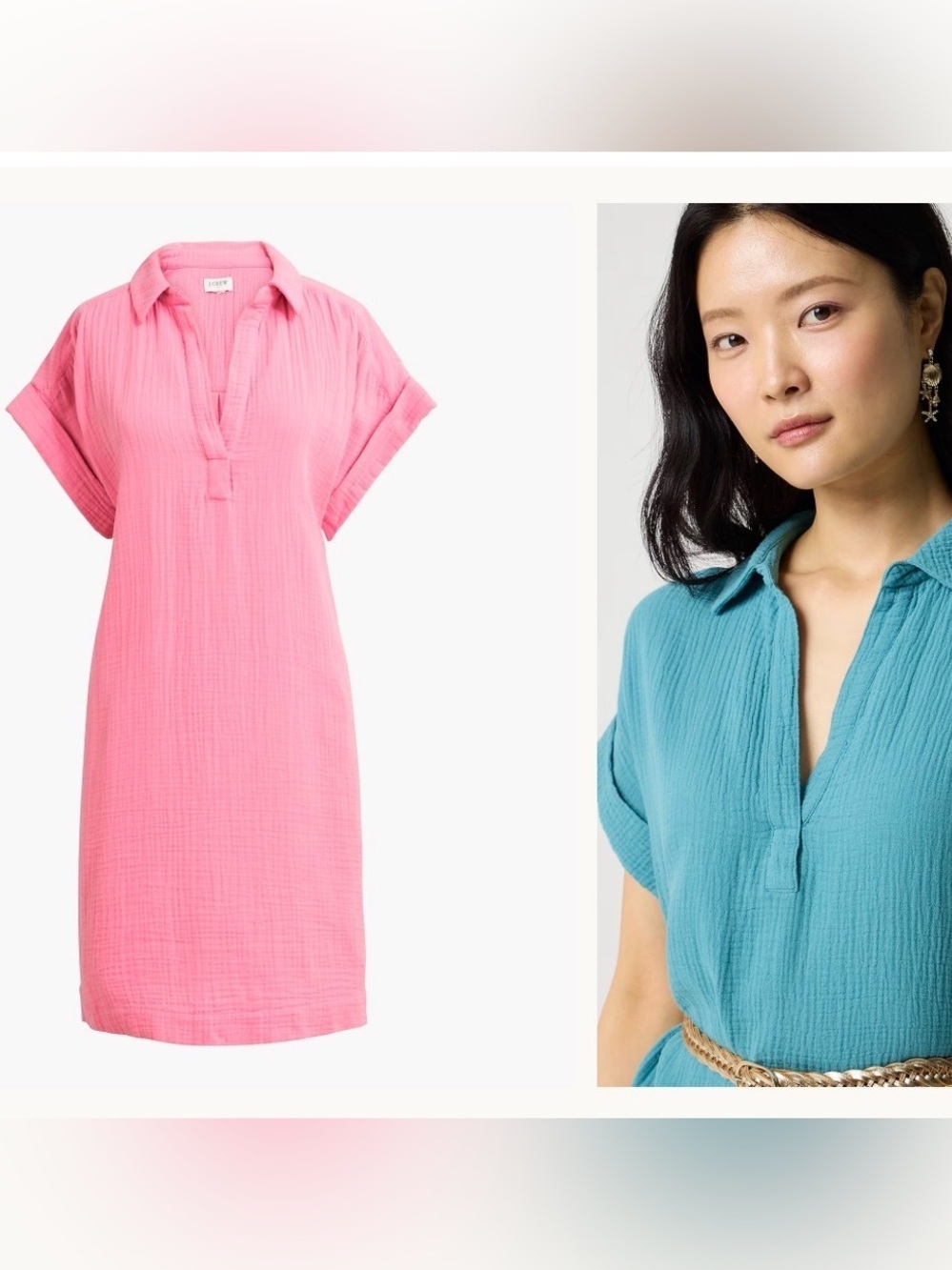 J.Crew Shirt -Sleeve Gauze Popover Dress , size M